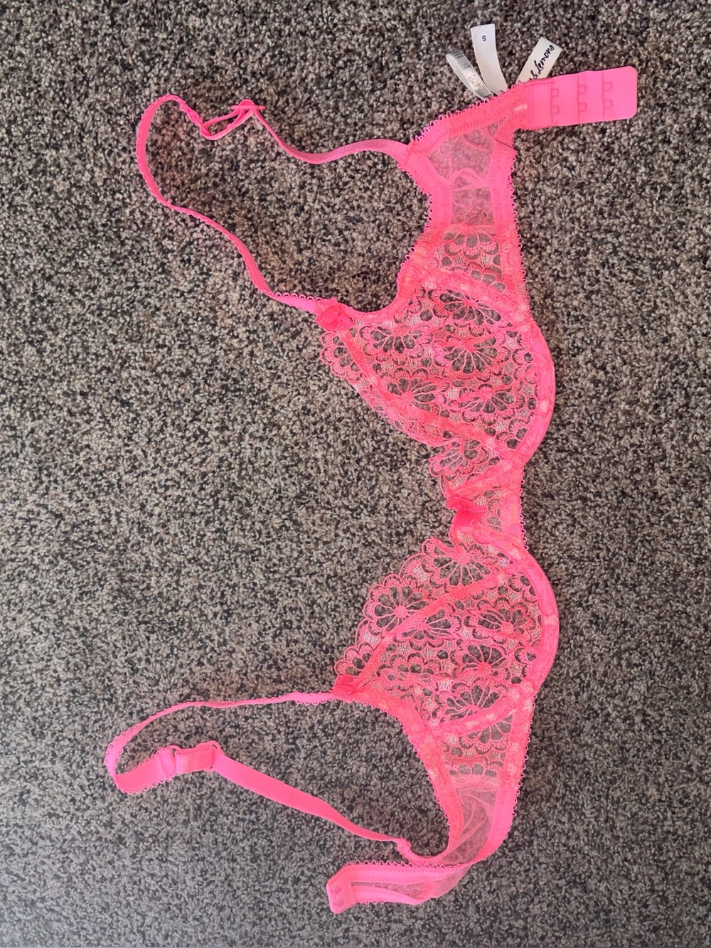 For Love And Lemons Neon Pink Lace Bra